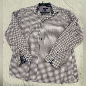 Purple Checkered Egara Dress Shirt XL